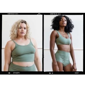 Arq Cropped Tank and Wide Strap Bra in Celadon